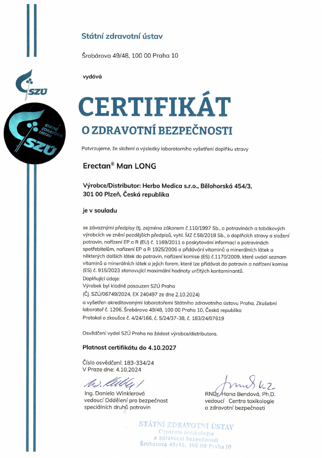 Certifikát Erectan ManLong
